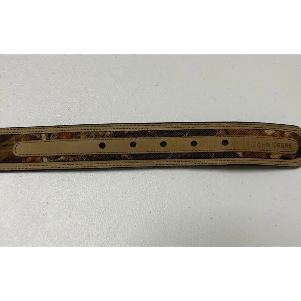 John Deere Men's Genuine Top Grain Leather Belt Brown and Camouflage Size 40